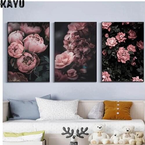 Peony Rose Flower Canvas Nordic Poster Botanical Scandinavian Style Print Wall Art Painting Decoration Picture for Living Room