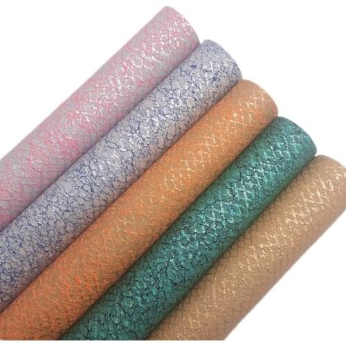 Iridescent Metallic Snake Faux Leather Vinyl Fabric Sheet Soft Backing Synthetic Leather Faux Vinil For Bows Earrings DIY R074A