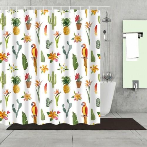 Cartoon Fruit Graffiti Shower Curtain Set with 12 Hooks Natural Plants Bathroom Decoration Washable Polyester Fabric