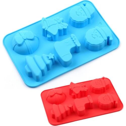New Silicone cake Mold 6 Cavity Christmas baking Shape 3d Cake molds DIY Candy Soap Jelly Pudding Chocolate Muffin cups Kitchen