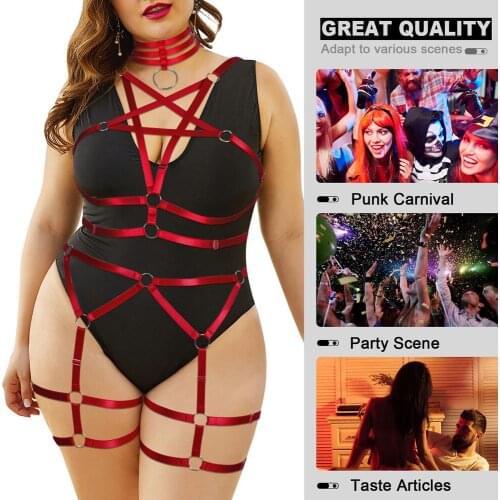 Light Sexy Body Bandage Harness Erotic Lingerie Garter Plus Size Bdsm Suspenders Goth Womens Underwear Thigh Bands Stockings