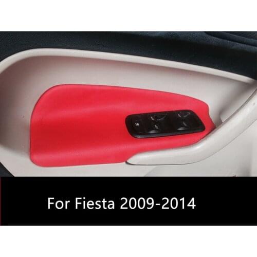 2PCS Microfibre Leather Doors inside Panel Armrest Decorated Cover For Ford Fiesta 2009 10 11 12 13 14 RHD Valid CAB119