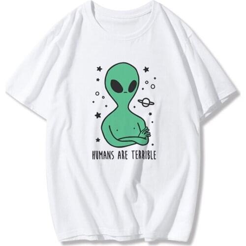 New Harajuku Gothic Female Tshirt Alien Print Short Sleeve Tops & Tees Summer Fashion Casual T Shirt Women Clothing T-shirts