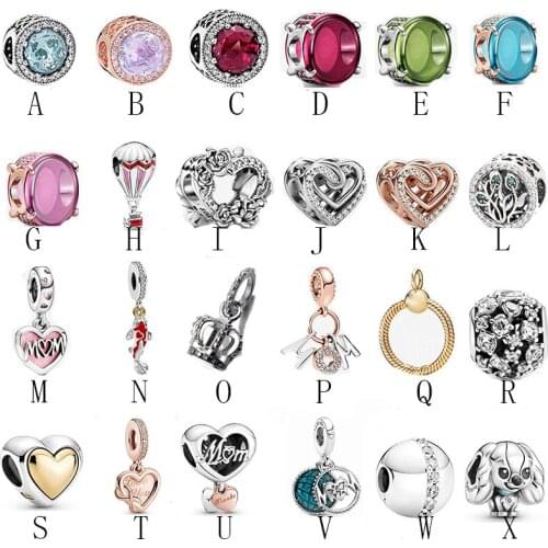 2021 New 925 Silver Mothers Day Series Pendant Red Opal Epoxy Beads Suitable Fitr Pandora Ladies Fashion Bracelet DIY Jewelry