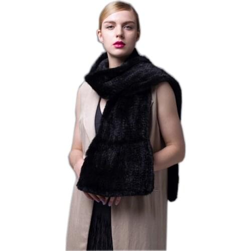 2020 Women Fashion Colorful Real Mink Fur Scarf Natural Warm Mink Fur Muffler Lady Quality Knitted 100% Gunuine Mink Fur Scarves