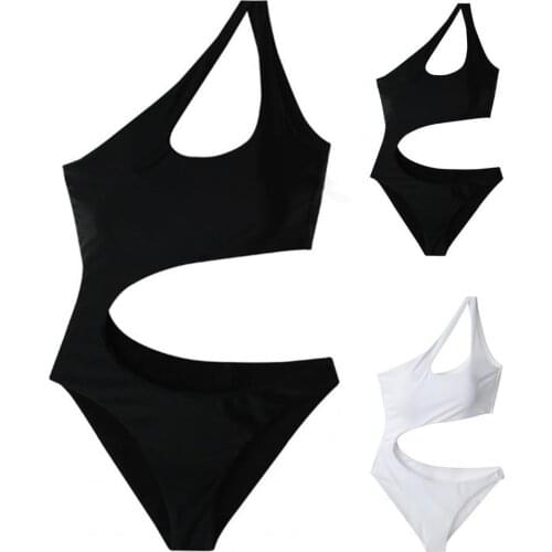 Women Swimsuit One Piece Hollow Bikini Single Shoulder Swimwear for Dancing купальники женские