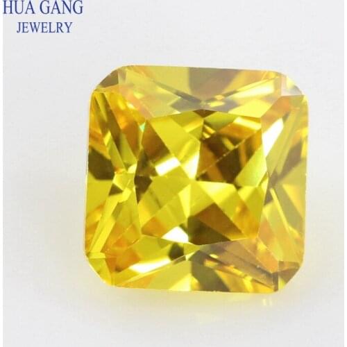 Golden Square Octangle Shape 5A Princess Cut Yellow CZ Stone Synthetic Gems Cubic Zirconia 3x3~20x20mm Free Shipping