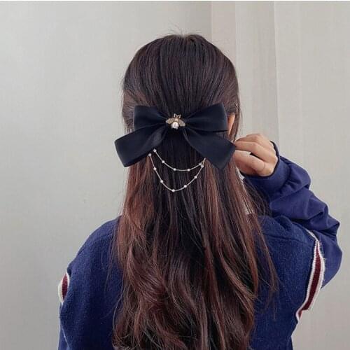 1PC New Women Girls Cute Bow Pearls Pendant Hair Clips Sweet Hair Ornament Headband Hairpins Fashion Hair Accessories