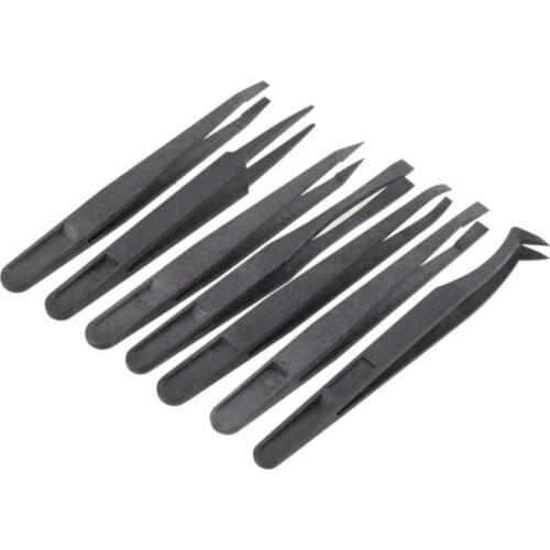 1 PCS Black Carbon Fiber Tweezers Plastic Antistatic Straight Curved Anti-static Conductive Tweezer Clip Hand Tools