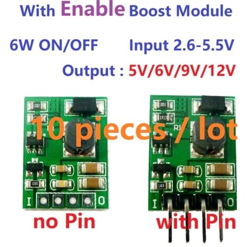 10pcs Multifunction with Enable Switch ON/OFF 2.6-5.5V TO 5V/6V/9V/12V DC DC Converter Boost Module Board