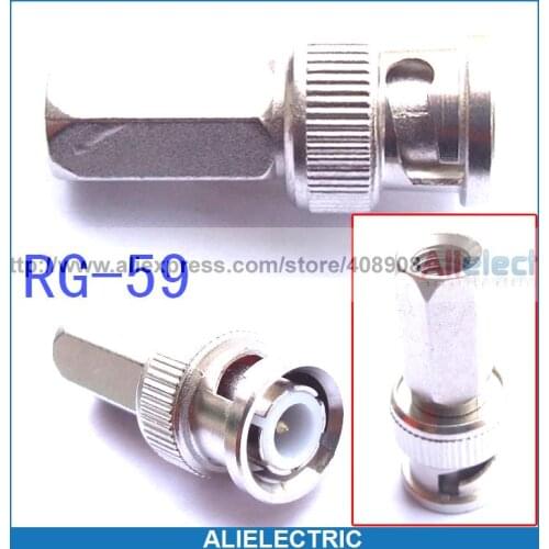 100pc BNC Male to RG 59 Connectors Coaxial CCTV Cameras
