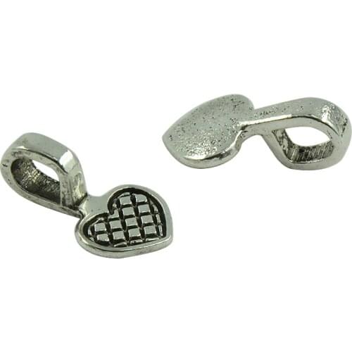 100pcs Tibetan Silver color Heart Glue on Bails Setting Pendant For Necklace Finding