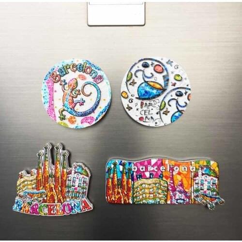 3D Resin Spain Barcelona Tourist Souvenirs Fridge Magnet Mosaic Lizard Sagrada Familia Refrigerator Magnetic Sticker Home Decor