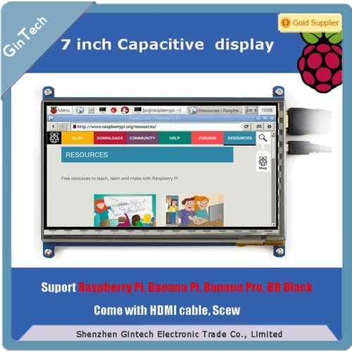 7 inch Raspberry Pi B LCD HDMI Touch Screen 800*480 Support RPi Banana Pi/Pro BB Black display