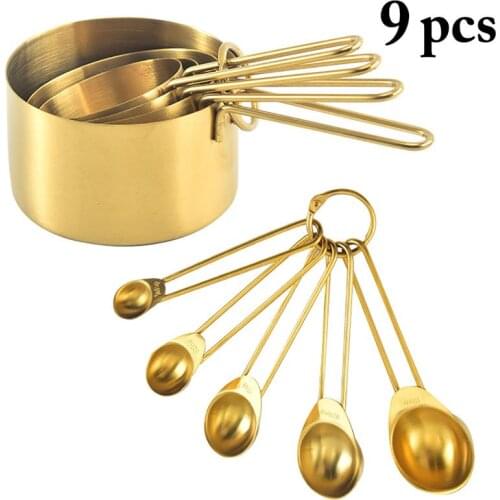 9pcs High Quality Stainless Steel Measuring Spoon Set DIY Baking Spoon Measuring Cup Kitchen Measuring Tools Accessories
