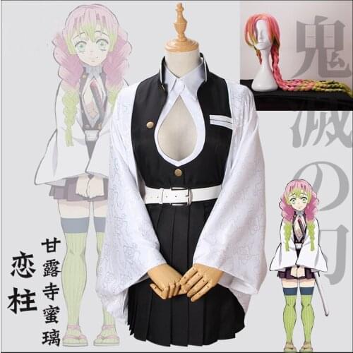Anime! Demon Slayer: Kimetsu no Yaiba Kanroji Mitsuri Battle Suit Team Uniform Cosplay Costume Halloween Suit Any Size Free Ship