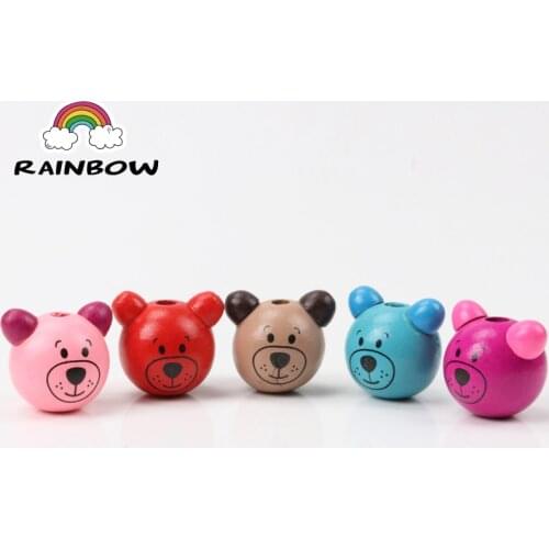 Cute Bear Wood Material Beads 3D Bear Shape cute Spacer Loose beads Fit Kids Handmake DIY Accessory 19x29mm 5pcs