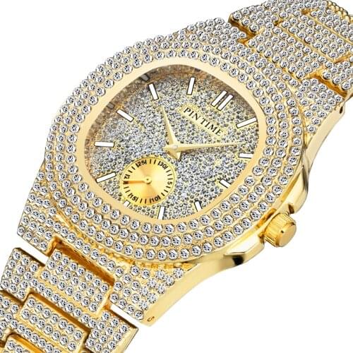 Fashion Bling Iced Out Watch Men Hip Hop Diamond Mens Watches Top Brand Luxury Steel Clock Reloj Hombre Relogio Masculino Montre