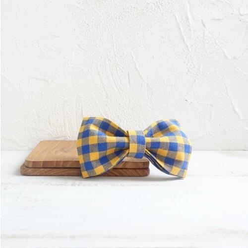 Yellow Blue Plaid Dog Bowtie Pets Collar Accessory Puppy Cat Pet Supplies Grooming Tools Dogs Dismountable Ornamental Bow Ties