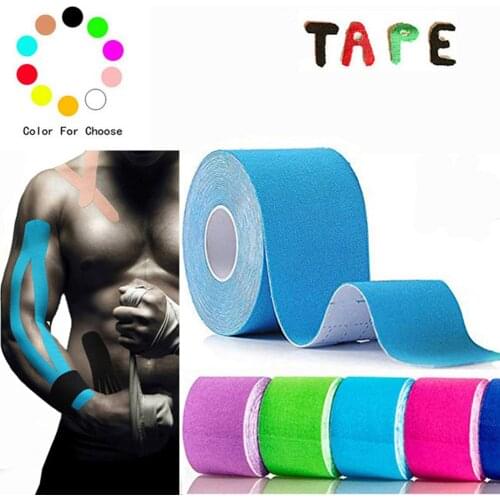 Taping Athletic Kinesiology Tape 5m x 5cm Elastic Adhesive Strain Injury muscle Sticker Muscle Bandage Sport Roll Cotton