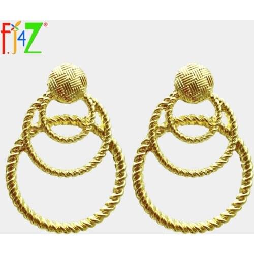 F.J4Z Trend Alloy Earrings Women Brand Designer Twisted Circles Big Earrings for Party Jewelry Accessories Aretes mujer