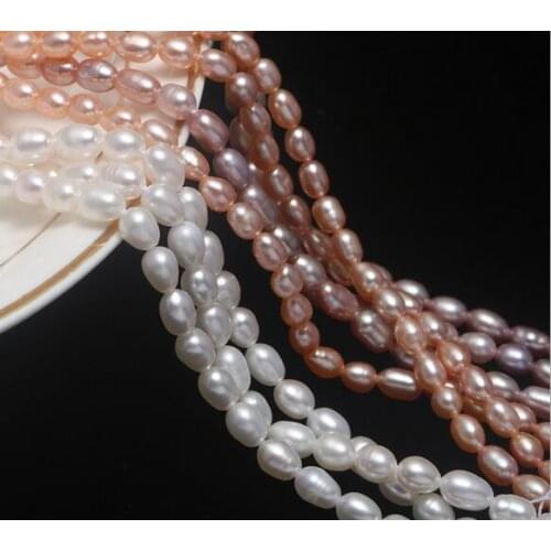 Jewelry Natural freshwater pearl Rice shaped bead 4-4.5mm strong light Loose beads necklace bracelet