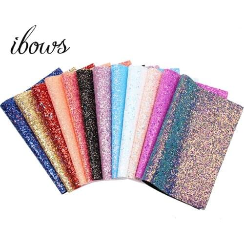 IBOWS 22CM*30CM Glitter Synthetic Leather Fabric Chunky Glitter Fabric Party Wedding Decorations For DIY Hairbows Bags Materials