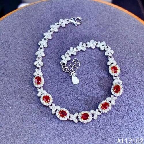 KJJEAXCMY fine jewelry 925 sterling silver inlaid natural ruby Girl exquisite Chinese style simple gem bracelet support test
