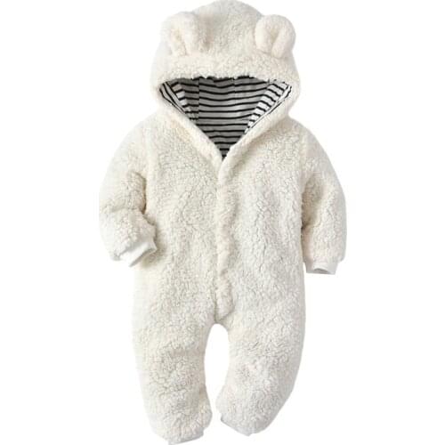 Newborn Infant Baby Winter Rompers Hooded Warn Casual Cotton Bebes High Quality Jumpers White Autumn Boy Girl Outfits Romper