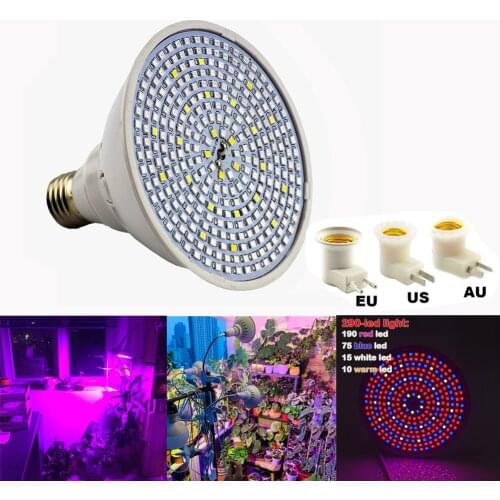 E27 Bulb Socket Full Spectrum 290 LED Grow Light Plant Growing Lamp Hydroponic System for Indoor Flower Vegetable Plants