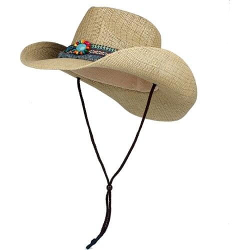 Summer Women Men Straw Hollow Western Cowboy Hat With Punk BrandSombrero Hombre Beach Cowgirl Jazz Sun Hat Size 56-58CM