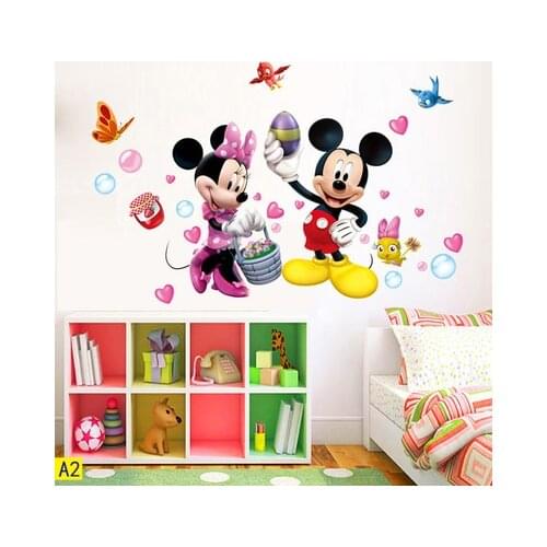 Hot 3D Cartoon Mickey Minnie Wall Stickers For Kids Room Bedroom Wall Decoration Princess Room Sticker PVC Art Park Poster