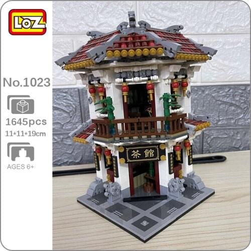 LOZ 1023 China Ancient Architecture Chinatown Teahouse Store City Street DIY Mini Blocks Bricks Building Toy for Children no box