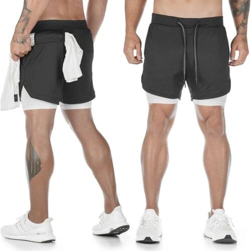 Mens Sport Shorts Quick Drying Fitness Workout Sweatpants Exercise Beach Shorts For Running Gym Jogging 2 In 1 Shorts