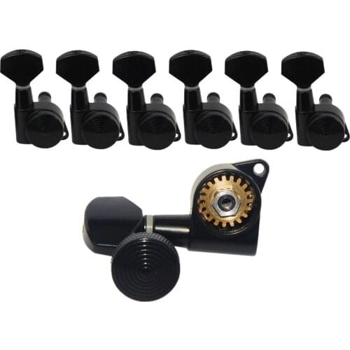NEW Set of 6R Electric Guitar Locking Tuners Machine Heads Tuners Black Metal Lock Tuning Pegs