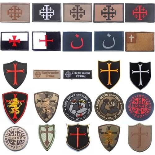Knights Templar Embroidered Cross Velcros Patches Navy Seals 6 TEAM Military PVC Tactical Combat Rubber Embroidery Badges