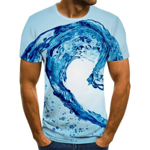 2021 new 3D water drop body painting Harajuku T-shirt mens fashion casual 3d printing three-dimensional water impression painti