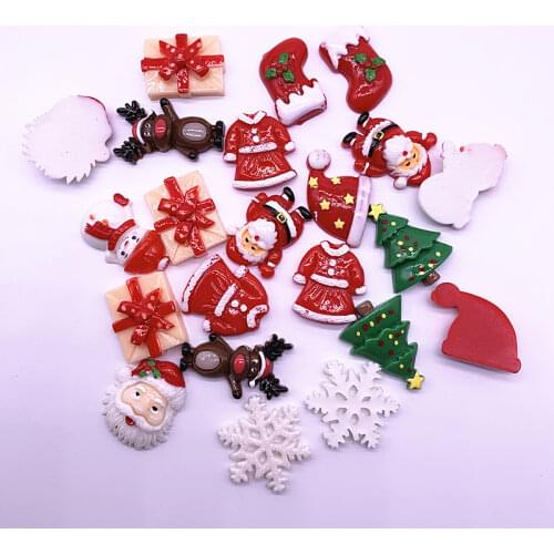 NEW 5Pcs Mixed Resin Christmas Series Crafts Flat Back Cabochon DIY Jewelry Making
