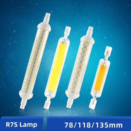 OK-B R7S J78 J118 J135 AC 220V Led Bulb Dimmable Glass Tube 78mm 118mm 135mm Replace Halogen Lamp Floodlight Spot Light