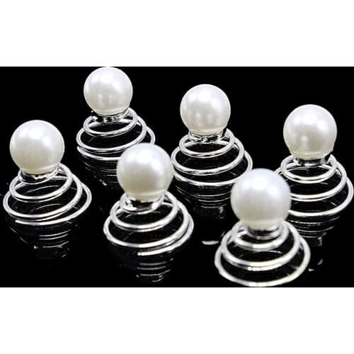 Wholesale 12PCS Spiral Wedding Pearl Hair Pin Sticks Clip Spin Twist Swirl Bridesmaid Hairpins For Women Bride Prom Hair Jewelry