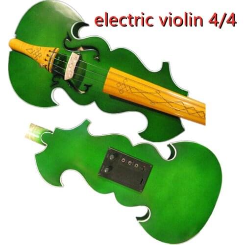 Excellent Green color best model 4/4 electric violin +Acoustic violin #8755