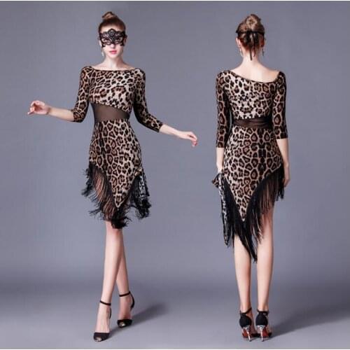Leopard Latin dance dress tassel