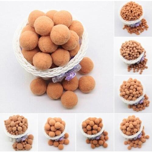 Khaki Pompom 8mm 10mm 15mm 20mm 30mm Pom Poms Ponpon Crafts Supplies DIY for Kids Toy Garment Sewing Home Wedding Decorations