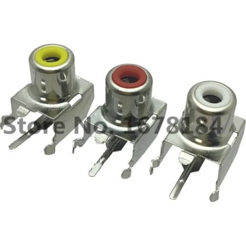 20pcs WhiteYellow/Red RCA AV with the core socket hole seat 2 pin PCB soldering audio video jack lotus seat AV1-8.4-3B