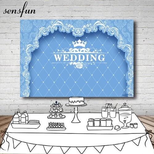 Sensfun Light Blue Curtain Wedding Photography Backgrounds Kids Newborn Baby Shower Birthday Party Backdrops For Photo Studio