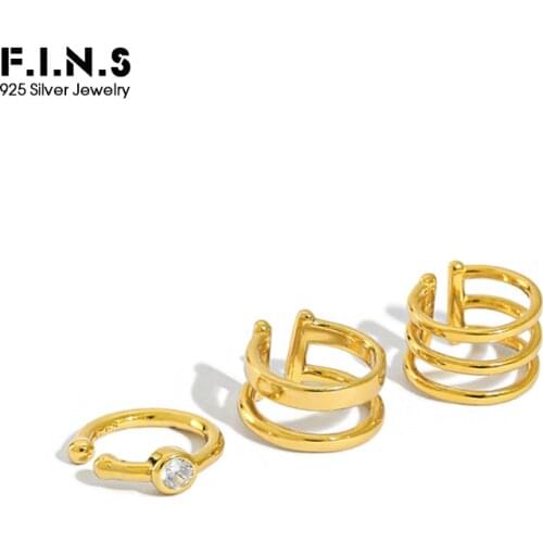 F.I.N.S 1PC S925 Sterling Silver Ear Clip No Pierced Zircon Multi-Layer Ear Cuff Buckle Silver Earrings 925 Women Fine Jewelry