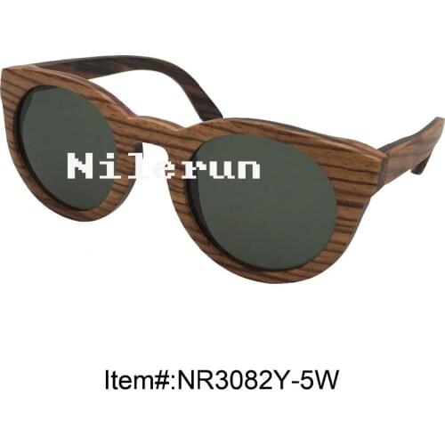 Unisex round zebra wood eyewear sunglasses