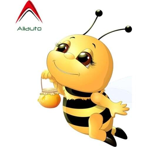 Aliauto Funny Car Sticker An Industrious Bee Cartoon Decal Accessories PVC for Volkswagen Polo Ford BMW Audi.18CM*15CM