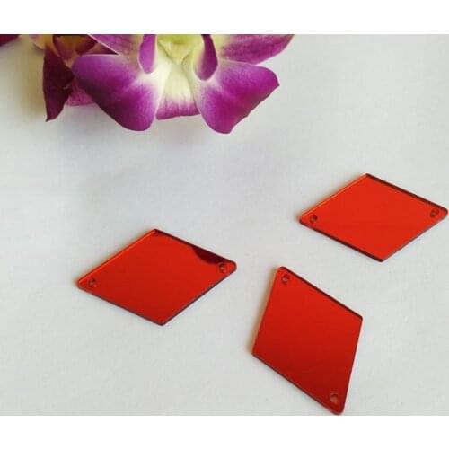 MEYA New Arrive Sew On 43x26mm Diamond Mirror Piece with 2 Holes, sew on acrylic mirror,DIY Mirrored Rhinestones