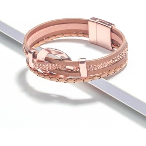 ZG Leather Bracelet for Women 2020 Fashion Ladies Bohemian Metal Charm Wrap Jewelry